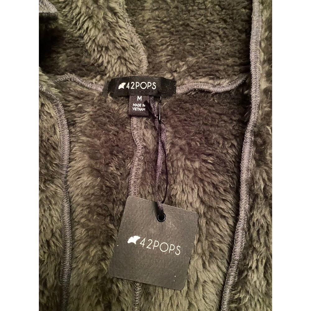 Army green Faux Fur pocket  vest 42POPS medium